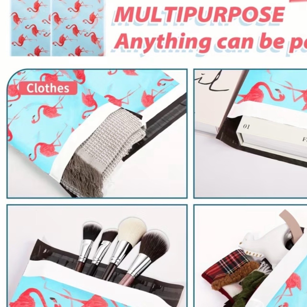 Flamingo & Feathers Polymailers & Gift Wrap Size: 10”x13” Quantity: 20 per set. - Picture 3 of 8